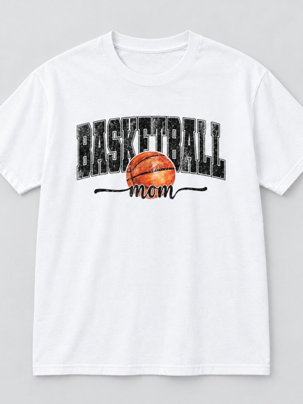 Basketball Mom Distressed Vintage Graphic Tee White